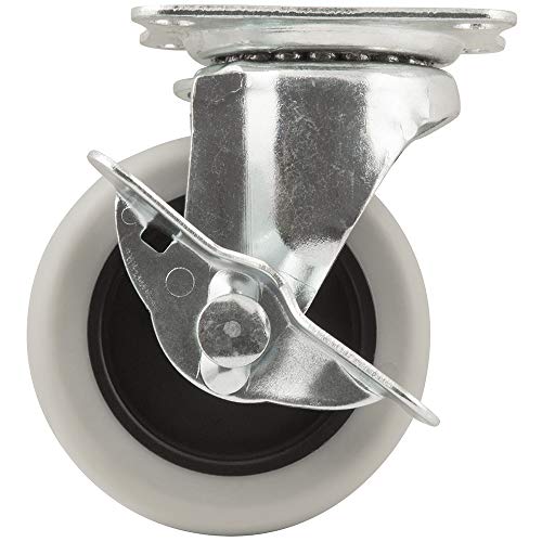Waxman Shepherd Hardware Titan 3" Heavy Duty Rubber Plate Caster with Brake, Grey Tire and Rim - Image 1