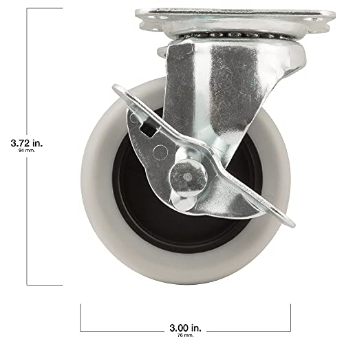 Waxman Shepherd Hardware Titan 3" Heavy Duty Rubber Plate Caster with Brake, Grey Tire and Rim - Image 5