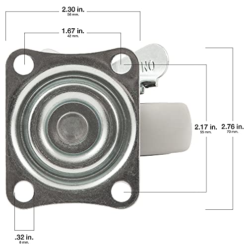 Waxman Shepherd Hardware Titan 3" Heavy Duty Rubber Plate Caster with Brake, Grey Tire and Rim - Image 4