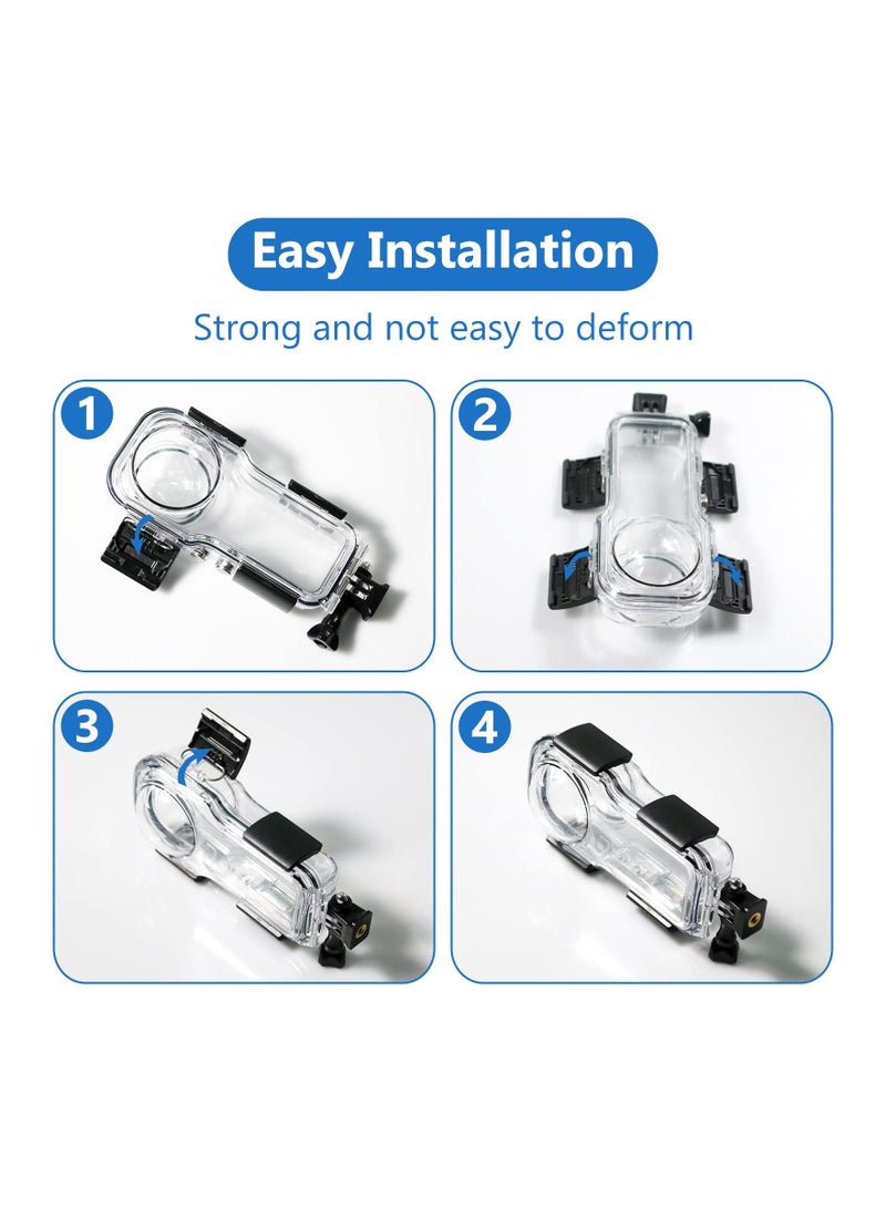 حافظة مقاومة للماء بطول 40 متر / 131 قدم لكاميرا Insta360 One RS بزاوية 1 بوصة 360، حالة حماية تحت الماء للتصوير تحت الماء مع ملحقات حامل - Image 4