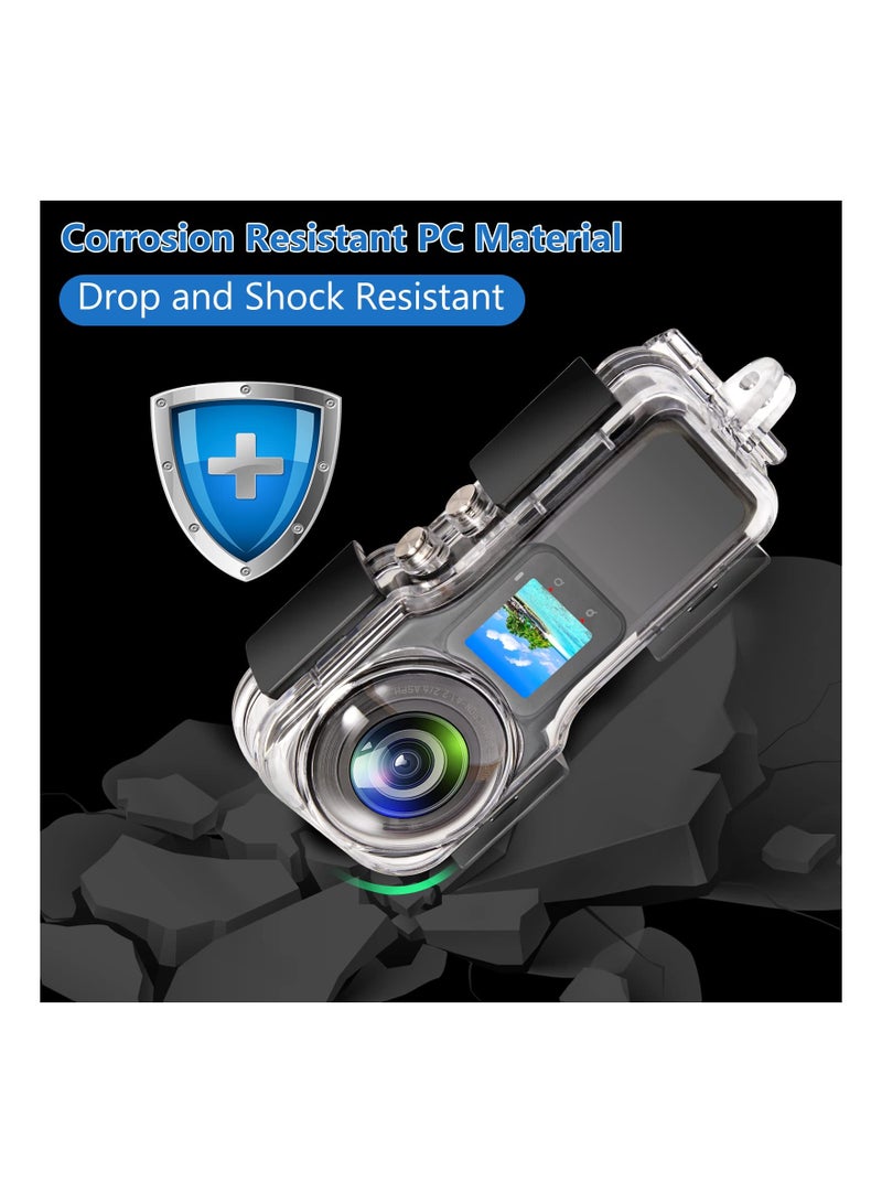 حافظة مقاومة للماء بطول 40 متر / 131 قدم لكاميرا Insta360 One RS بزاوية 1 بوصة 360، حالة حماية تحت الماء للتصوير تحت الماء مع ملحقات حامل - Image 5