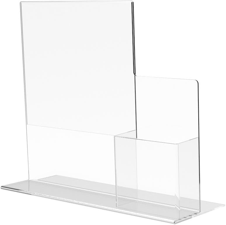 FixtureDisplays 1 Piece 85X11 Letter Size Promotional Sign Holder 4 Trifold Flyer Brochure Combo Counter Top Display Clear Acrylic Picture Frame Marketing Promotional Station 15884NPF - Image 1