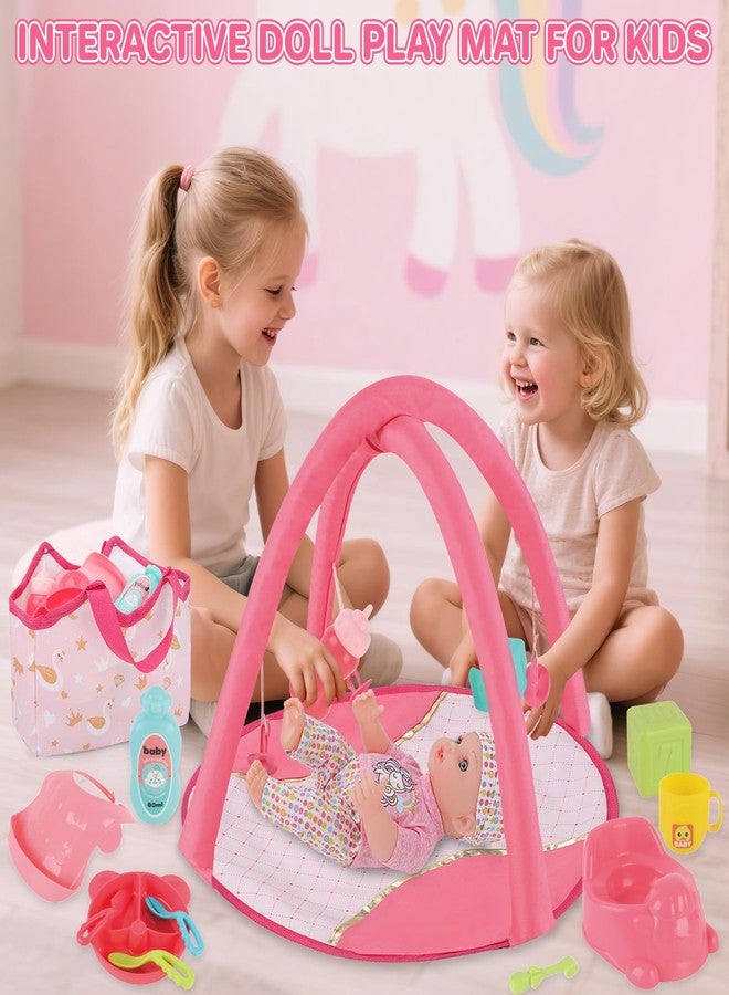 deAO Baby Doll Stroller Set with 12" Baby Dolls Nursery Playset 17 PCS Baby Doll Accessories with Play Mat,Storage Bag,Baby Stroller Toys for Girls Toddlers 3+ Pretend Play Gifts - Image 5