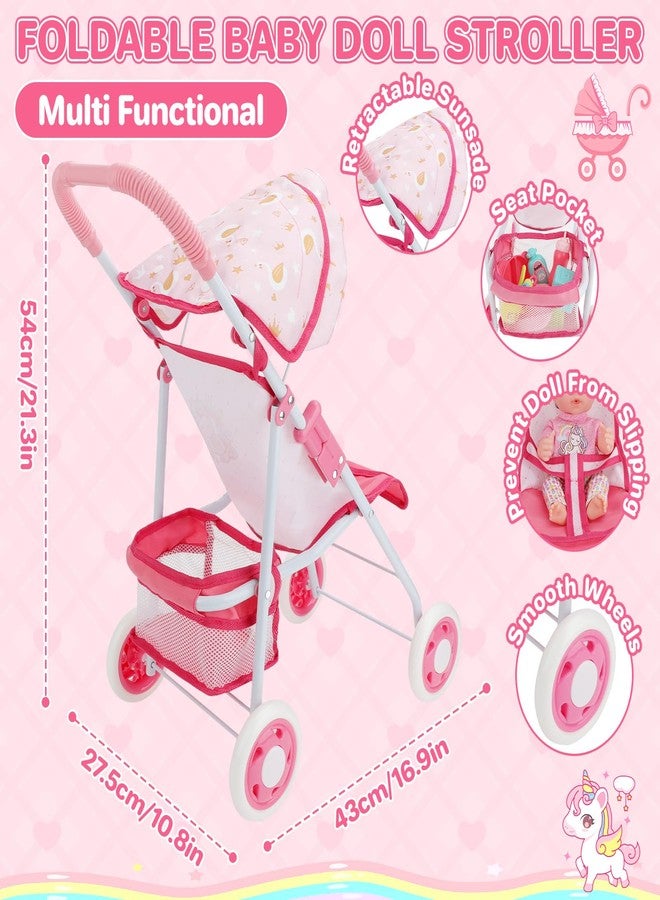 deAO Baby Doll Stroller Set with 12" Baby Dolls Nursery Playset 17 PCS Baby Doll Accessories with Play Mat,Storage Bag,Baby Stroller Toys for Girls Toddlers 3+ Pretend Play Gifts - Image 3