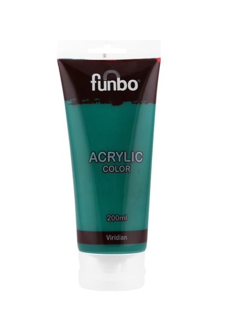 Funbo Acrylic Colour Paint Tube 200ml Content Viridian - Image 1