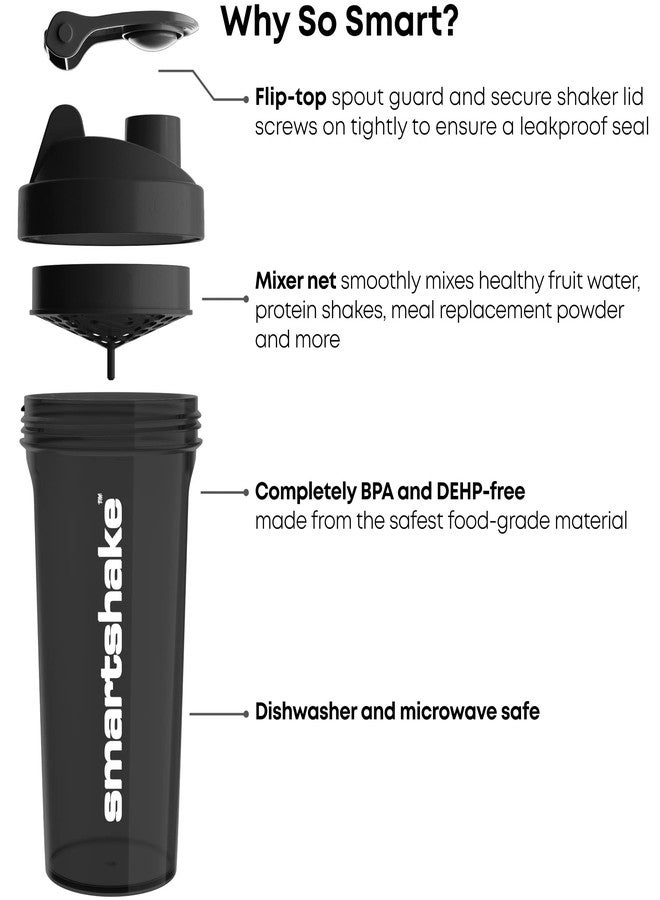 Smartshake Protein Shaker Bottle, (GLOSSY, Black) - Image 5