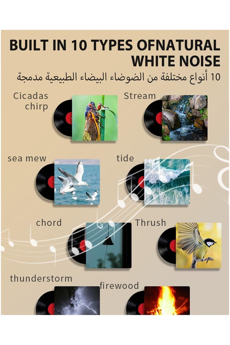 Flushrenic Night Lights with White Noise, Soothing Sounds, LED Touch Control Lamp for Breastfeeding, Portable Night Light, Memory Timer, Sleeping Baby Adults Kids(White) - Image 5