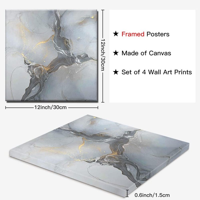 Sungeek 4-Piece Marble Canvas Wall Art - Image 2