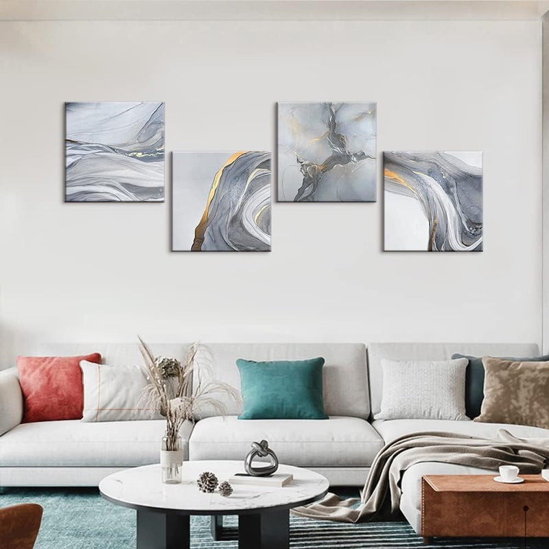 Sungeek 4-Piece Marble Canvas Wall Art - Image 4