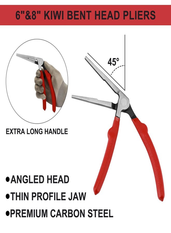 Mayouko 6"&8" Kiwi Bent Head Needle-Nose Pliers, Angled Head Long Nose Pliers, High Leverage Pistol Grip Pliers for Tight Spaces - Image 4