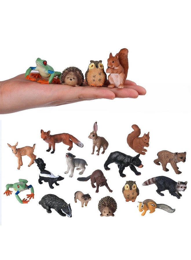 JOKFEICE Small Animal Figures for Kids, 16PCS Realistic Forest Animals Baby Figurines, Woodland Creatures Figurines, Educational Toys for Science Project Cake Party Decor - Image 1