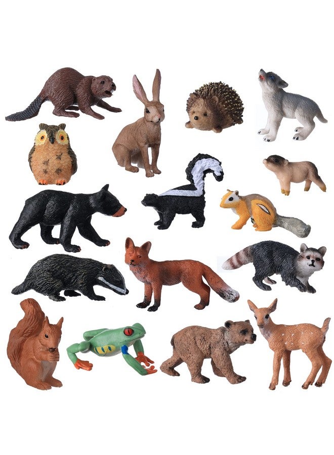 JOKFEICE Small Animal Figures for Kids, 16PCS Realistic Forest Animals Baby Figurines, Woodland Creatures Figurines, Educational Toys for Science Project Cake Party Decor - Image 4