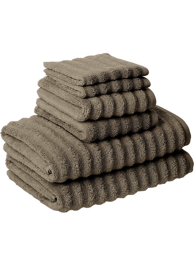 Modern Threads Amrapur Overseas Luxury Spa Collection  6Piece Ultra Soft QuickDry 550GSM 100 Combed Cotton Wavy Towel Set Taupe 