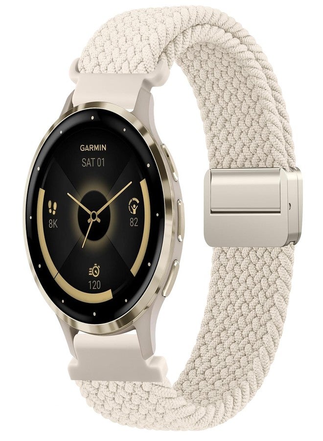 Meliya Braided Bands for Garmin Venu 3S / Venu 4 41mm / Venu 2S / Vivoactive 4S / Vivomove 3S Watch Bands, 18mm Quick Release Magnetic Nylon Replacement Strap for Garmin Forerunner 255s/265s Women Men (Starlight) - Image 1