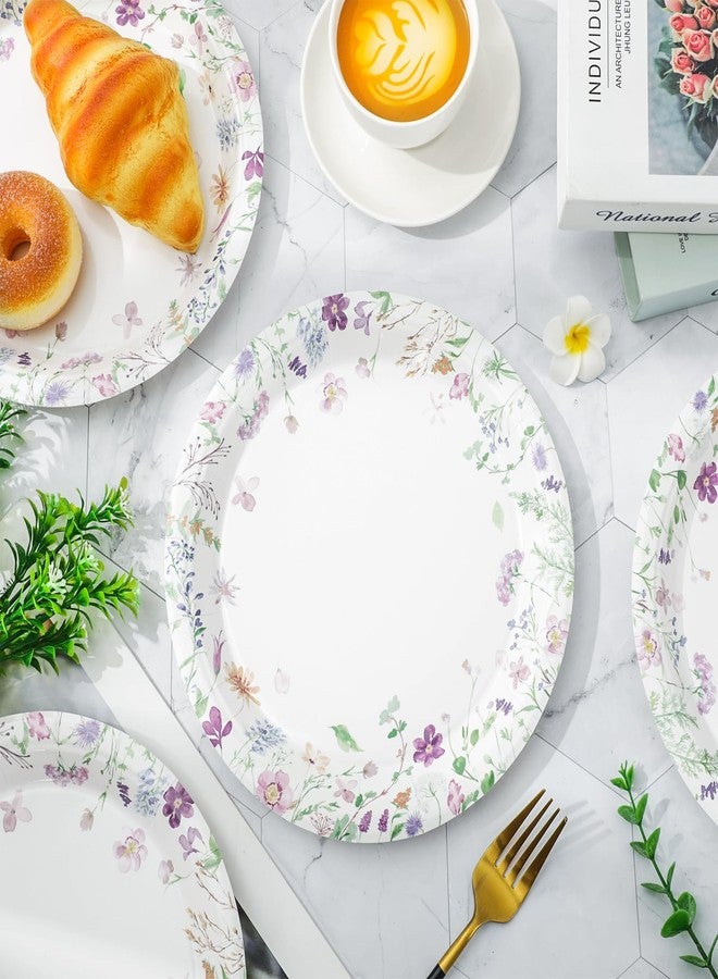 JarThenaAMCS 50Pcs Spring Floral Paper Plates Watercolor Wildflower Disposable Plates 9 Inch Flower Dinner Plates for Wedding Birthday Baby Shower Garden Tea Party - Image 5