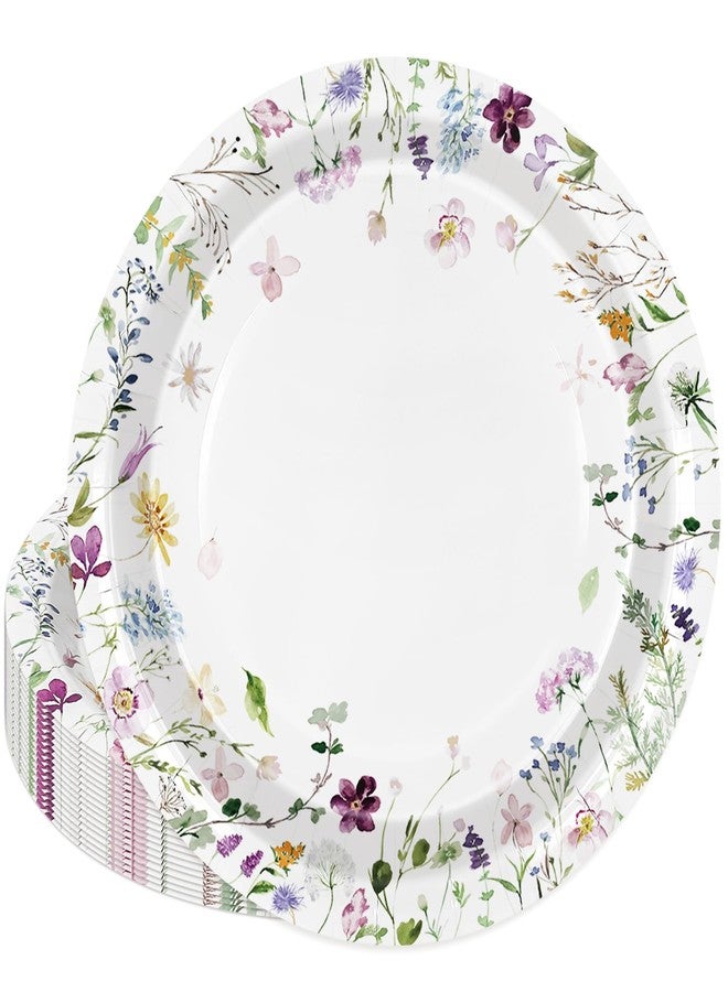 JarThenaAMCS 50Pcs Spring Floral Paper Plates Watercolor Wildflower Disposable Plates 9 Inch Flower Dinner Plates for Wedding Birthday Baby Shower Garden Tea Party - Image 1
