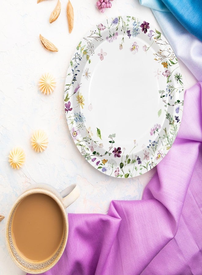 JarThenaAMCS 50Pcs Spring Floral Paper Plates Watercolor Wildflower Disposable Plates 9 Inch Flower Dinner Plates for Wedding Birthday Baby Shower Garden Tea Party - Image 4