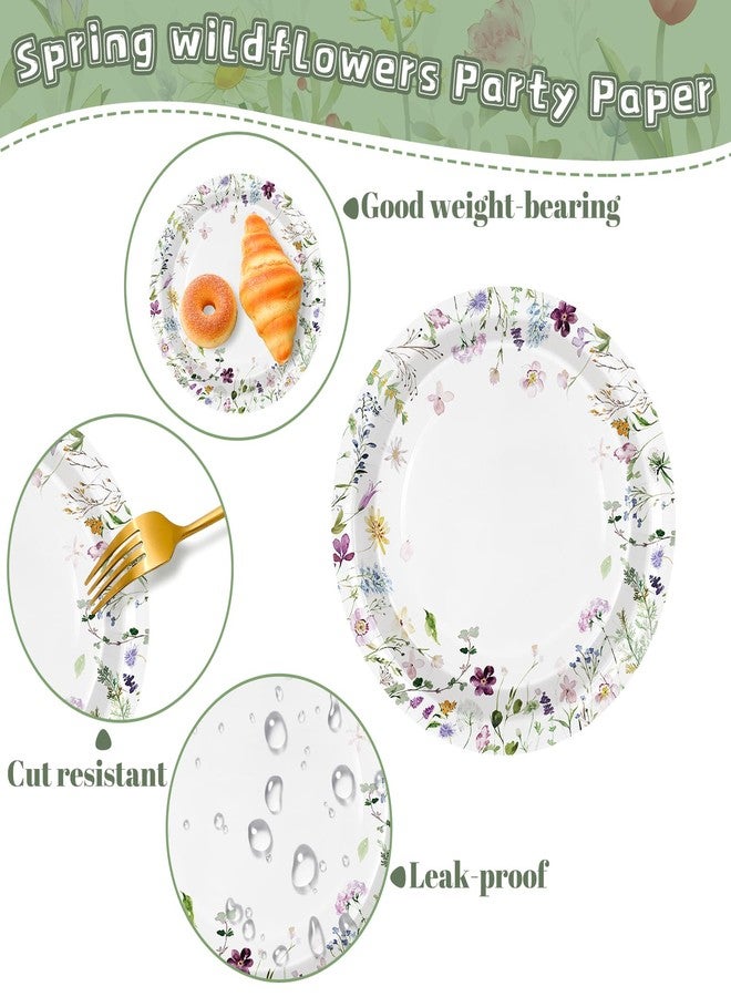 JarThenaAMCS 50Pcs Spring Floral Paper Plates Watercolor Wildflower Disposable Plates 9 Inch Flower Dinner Plates for Wedding Birthday Baby Shower Garden Tea Party - Image 3