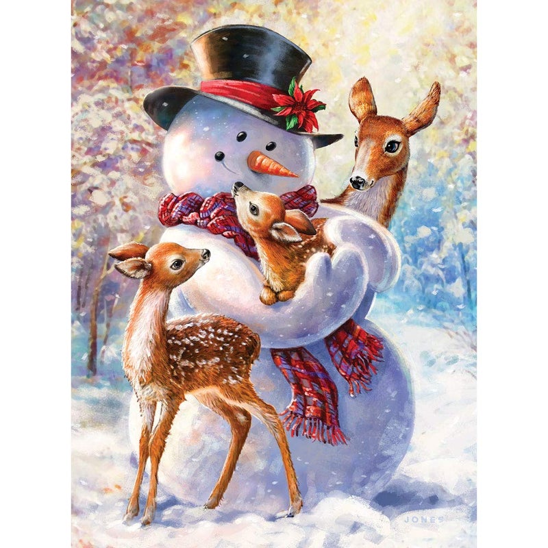 Bits and Pieces 1000 Piece Jigsaw Puzzle for Adults Snowman and Fawns Glitter Winter Holiday Deer Christmas Jigsaw Puzzles by Artist Larry Jones Completed Puzzle Size 20 x 27 - Image 3