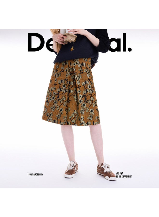 DESIGUAL Autumn/Winter 2025 New A-Line Floral Jacquard Skirt - Image 5