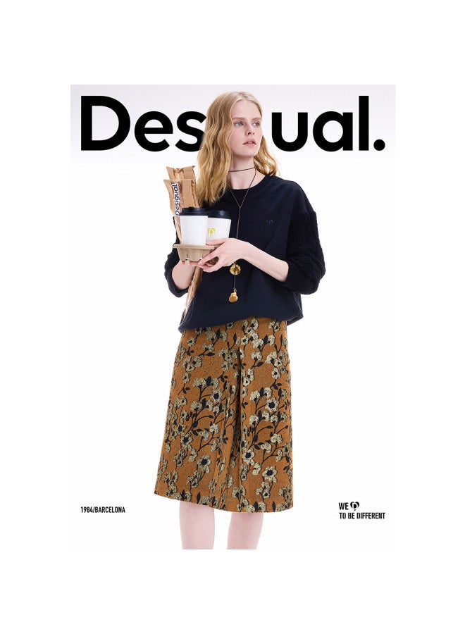 DESIGUAL Autumn/Winter 2025 New A-Line Floral Jacquard Skirt - Image 4