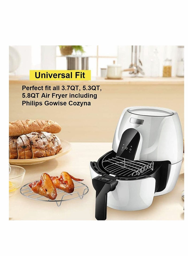 KASTWAVE Air Fryer Rack Accessories 8 Inch Square Double Layer with 5 Skewers Stainless Steel Multipurpose Rack Metal Holder Fit Multi-purpose Double Layer Rack with Skewer - Image 5