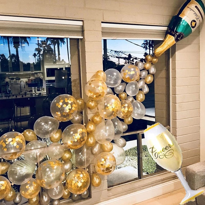 Hayayu Champagne Bottle Balloons Party Decorations,Confetti Birthday Balloon Arch for Birthday Decorations,Engagement Decorations,Christmas,Wedding,Graduation Balloons - Image 1