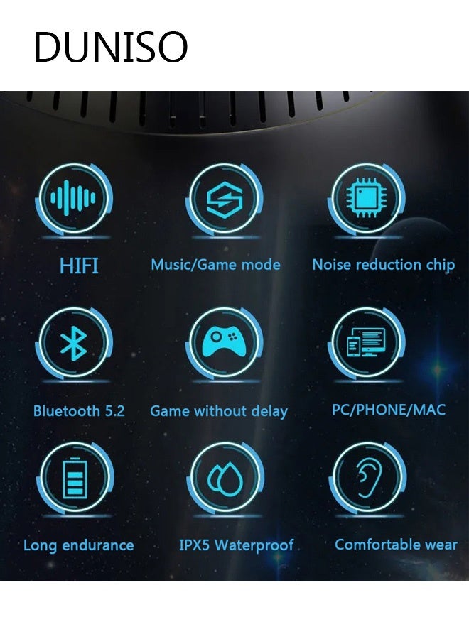 DUNISO Wireless Earbuds Bluetooth 5.2 Chip Bluetooth Earphones Earbud Noise Cancellation Sports Earbuds, Gaming Ear Pods,High-End High Sound Quality in-Ear Binaural Noise Reduction with Charging Case for in-Ear Buds Waterproof  - Image 3