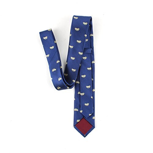 Secdtie Mens Juniors Dark Blue Novelty Tie Yellow Cars Designer Silk Unique Funny Custom Necktie for Gentleman - Image 4