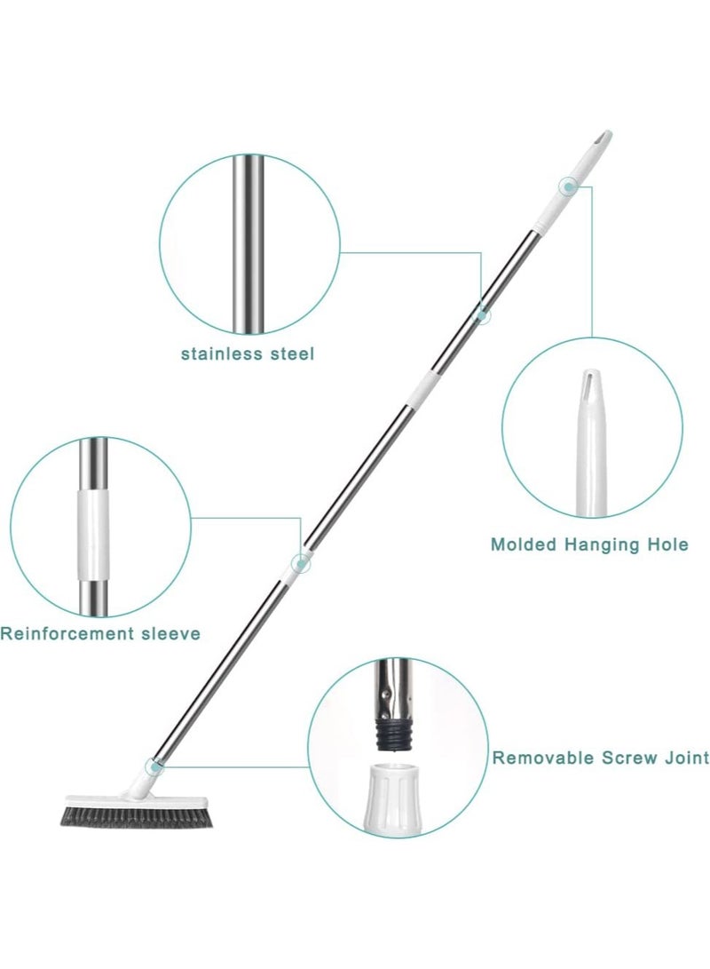 Arabest Floor Scrub Brush Bathroom Long Handled Tub Push Broom Shower Tile Grout Brush Swivel Indoor Kitchen Crevice Cleaning Brush for Hard-to-reach Areas - White 48.81 Inch Extended  - Image 5
