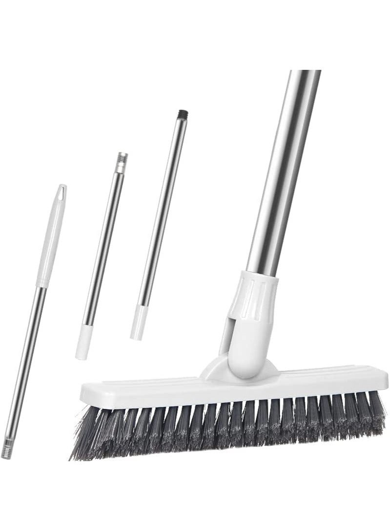 Arabest Floor Scrub Brush Bathroom Long Handled Tub Push Broom Shower Tile Grout Brush Swivel Indoor Kitchen Crevice Cleaning Brush for Hard-to-reach Areas - White 48.81 Inch Extended  - Image 1