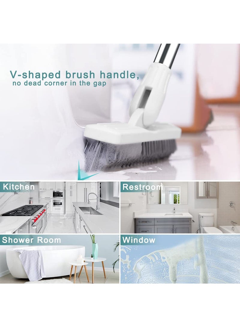 Arabest Floor Scrub Brush Bathroom Long Handled Tub Push Broom Shower Tile Grout Brush Swivel Indoor Kitchen Crevice Cleaning Brush for Hard-to-reach Areas - White 48.81 Inch Extended  - Image 4
