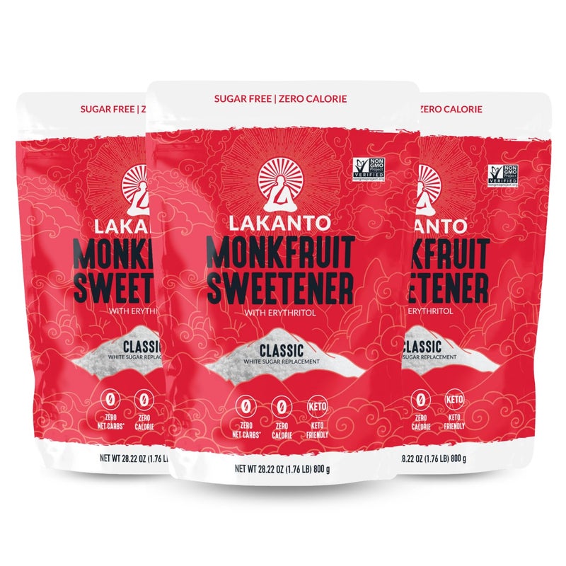 Lakanto Classic Monk Fruit Sweetener with Erythritol - White Sugar Substitute, Zero Calorie, Keto Diet Friendly, Zero Net Carbs, Baking, Extract, Sugar Replacement (Classic White - 1.76 lb Pack of 3) - Image 1