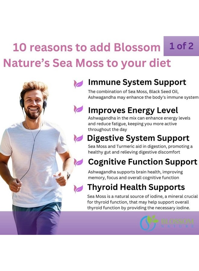 10-in 1 Irish Sea Moss Gummies 3000mg with Black Seed Oil Ashwagandha Bladderwrack Burdock Turmeric Apple Cider Vinegar Manuka Honey Dandelion - for Immune and Digestive System, Made in USA (Gummies)