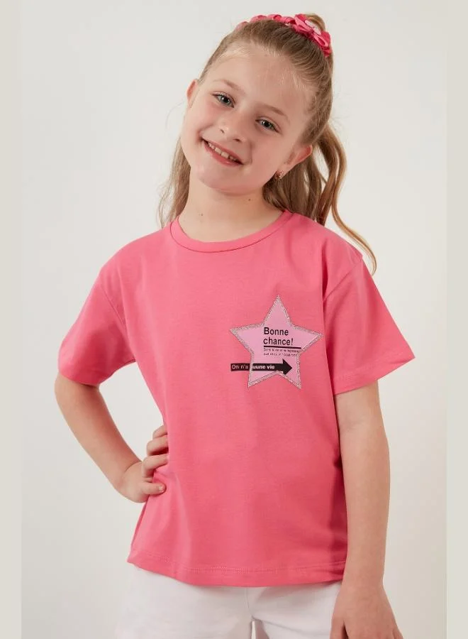 ليلا تيشيرت قطن برقبة دائرية مطبوع للبنات ليلى