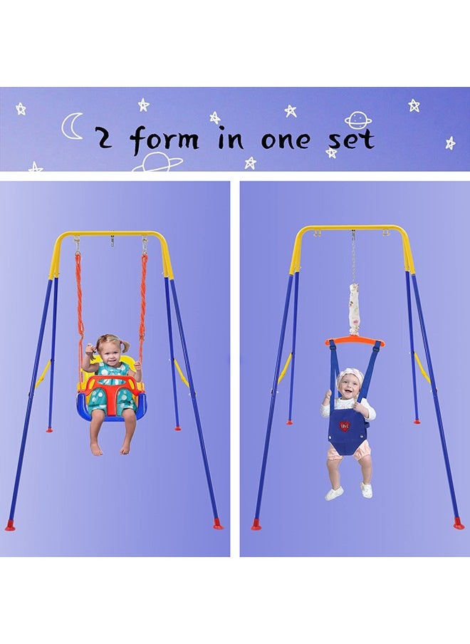 XiuWoo 3-in-1 Swing Set Baby Jumper and Bouncers for Toddler Baby Swing is Suitable for Indoor and Outdoor Play with a Foldable Metal Stand for Easy Storage and Comes with Instructions for Easy Assembly  - Image 2