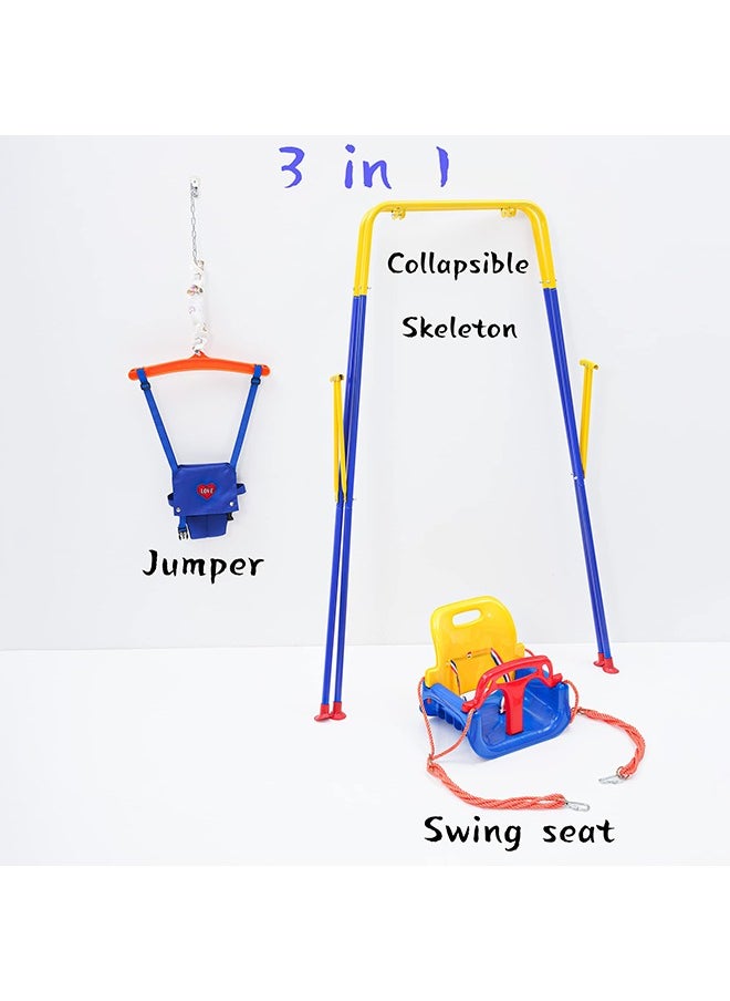 XiuWoo - 3-in-1 Swing Set Baby Jumper and Bouncers for Toddler Baby Swing is Suitable for Indoor and Outdoor Play with a Foldable Metal Stand for Easy Storage and Comes with Instructions for Easy Assembly - Image 1