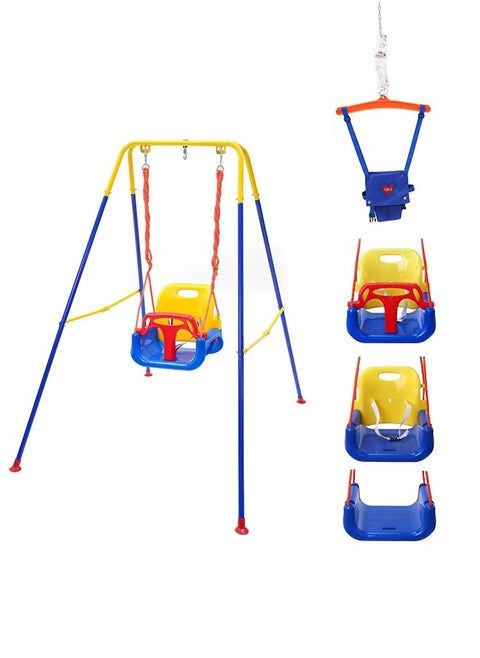 3-in-1 Swing Set Baby Jumper and Bouncers for Toddler Baby Swing is Suitable for Indoor and Outdoor Play with a Foldable Metal Stand for Easy Storage and Comes with Instructions for Easy Assembly