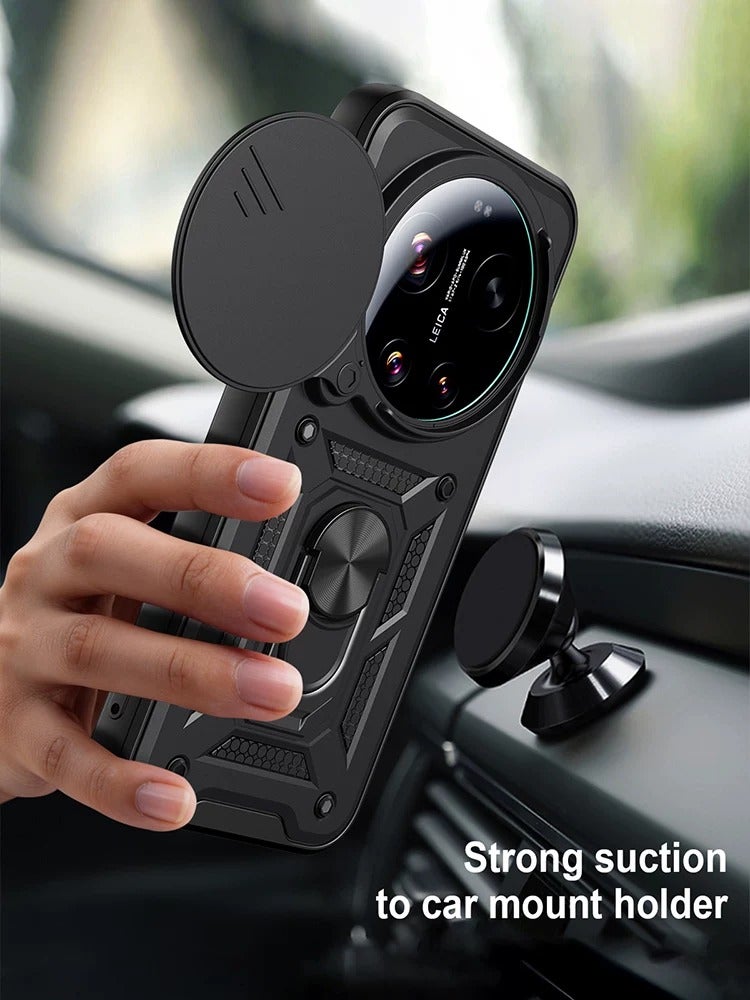 Multi-Functional Sliding Camera Cover Phone Case for Xiaomi 15 Ultra, 14 Ultra, 17 Ultra with Ring Rotating Stand, Magnetic, Full Protection, Lanyard, New Style - Image 2