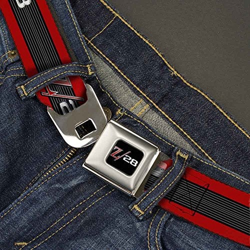 Buckle Down Buckle-Down Seatbelt Belt - 1969 Camaro Z/28 Emblem/Stripe Red/Black/Gray/Silver - 1.5" Wide - 24-38 Inches in Length - Image 2