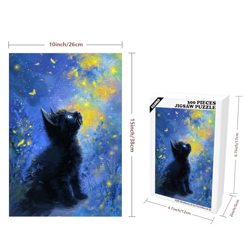 Ulord Great Jigsaw Puzzles for Adults 300 Pieces Starry Night Black Kitten Puzzles for Adults Toys Gift Family Decoration Kids Puzzle - Image 5