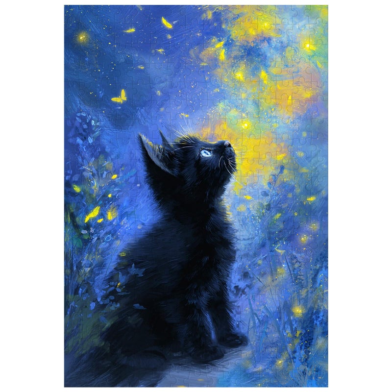 Ulord Great Jigsaw Puzzles for Adults 300 Pieces Starry Night Black Kitten Puzzles for Adults Toys Gift Family Decoration Kids Puzzle - Image 3