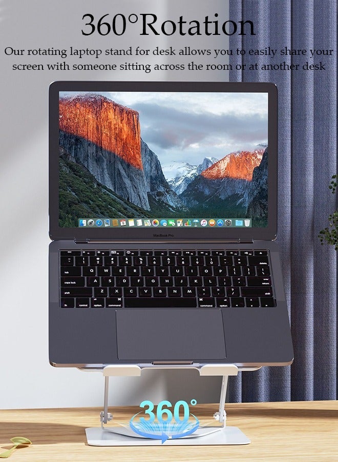 DUNISO Adjustable Laptop Stand with 360° Rotating Cooling Fan, Aluminium Alloy Multi-Angle Computer Holder for Desk, Portable Notebook Metal Mount Compatible with All Laptops 10"-17" - Image 2