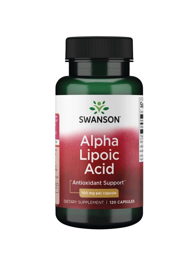 SWANSON Alpha Lipoic Acid - Natural Supplement Supporting Healthy Blood Pressure Levels Already Within a Normal Range - Promotes Carbohydrate Metabolism - (120 Capsules, 100mg Each) - Image 1