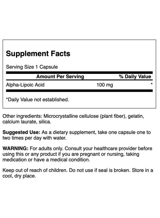 SWANSON Alpha Lipoic Acid - Natural Supplement Supporting Healthy Blood Pressure Levels Already Within a Normal Range - Promotes Carbohydrate Metabolism - (120 Capsules, 100mg Each) - Image 2