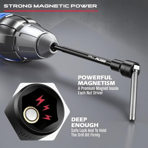 SEDY Nut Driver Impact Bit Set - 31-Piece Magnetic Socket Impact Drill Bit Tool Sets Extra Long Hex Nut Setter Driver Holder - Metric SAE Screwdriver Bits 1/4 Drive Shank Adapter Extension - Image 2