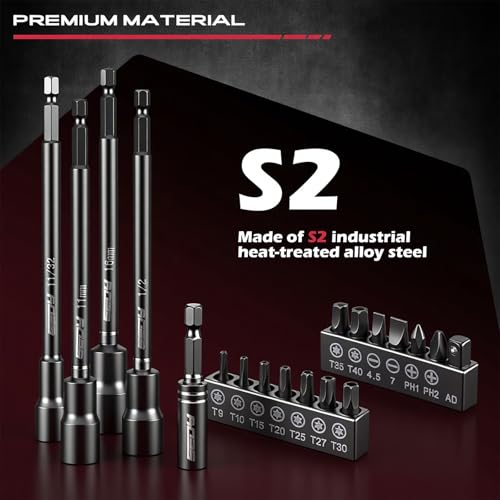 SEDY Nut Driver Impact Bit Set - 31-Piece Magnetic Socket Impact Drill Bit Tool Sets Extra Long Hex Nut Setter Driver Holder - Metric SAE Screwdriver Bits 1/4 Drive Shank Adapter Extension - Image 5