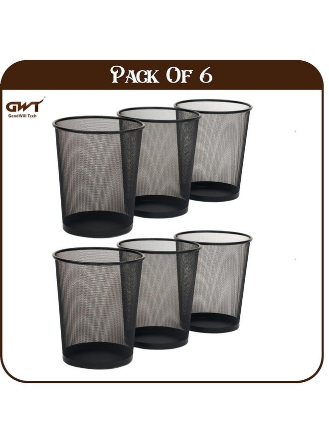 GoodWill Tech Open-Top Cylindrical Metal Mesh Recycling Dustbins- Waste Basket for Home/Office/Coffee Shop/Hotel Non-Toxic - Black (Set of 6, Large (19L)) - Image 5
