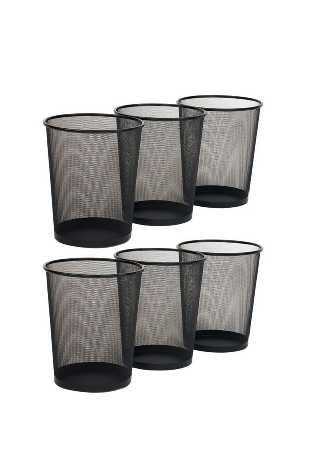 GoodWill Tech Open-Top Cylindrical Metal Mesh Recycling Dustbins- Waste Basket for Home/Office/Coffee Shop/Hotel Non-Toxic - Black (Set of 6, Large (19L)) - Image 1
