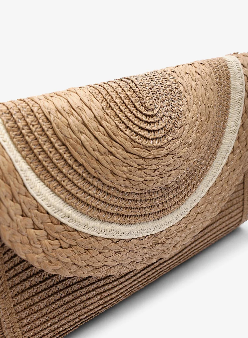 Where's That From  Alto Raffia Fold Over Clutch Bag for Women | Best Price UAE